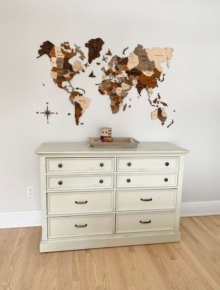 Kid’s room dresser and wood wall map.   

#LTKhome #LTKkids #LTKGiftGuide