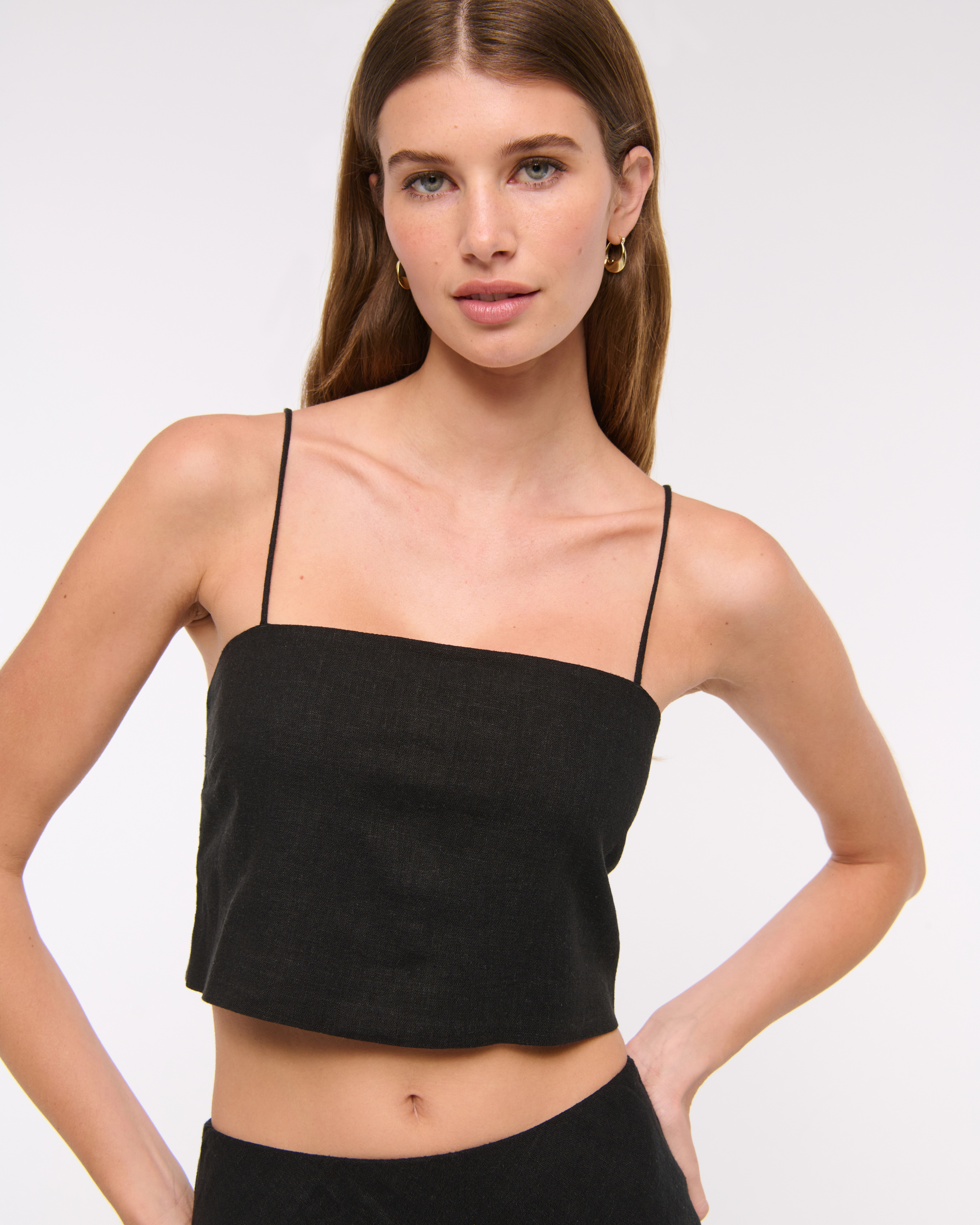 Cropped Linen-Blend Cami | Abercrombie & Fitch (US)
