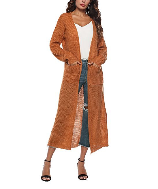 KeepKool Women's Dusters - Orange Waffle-Knit Pocket Duster - Women | Zulily