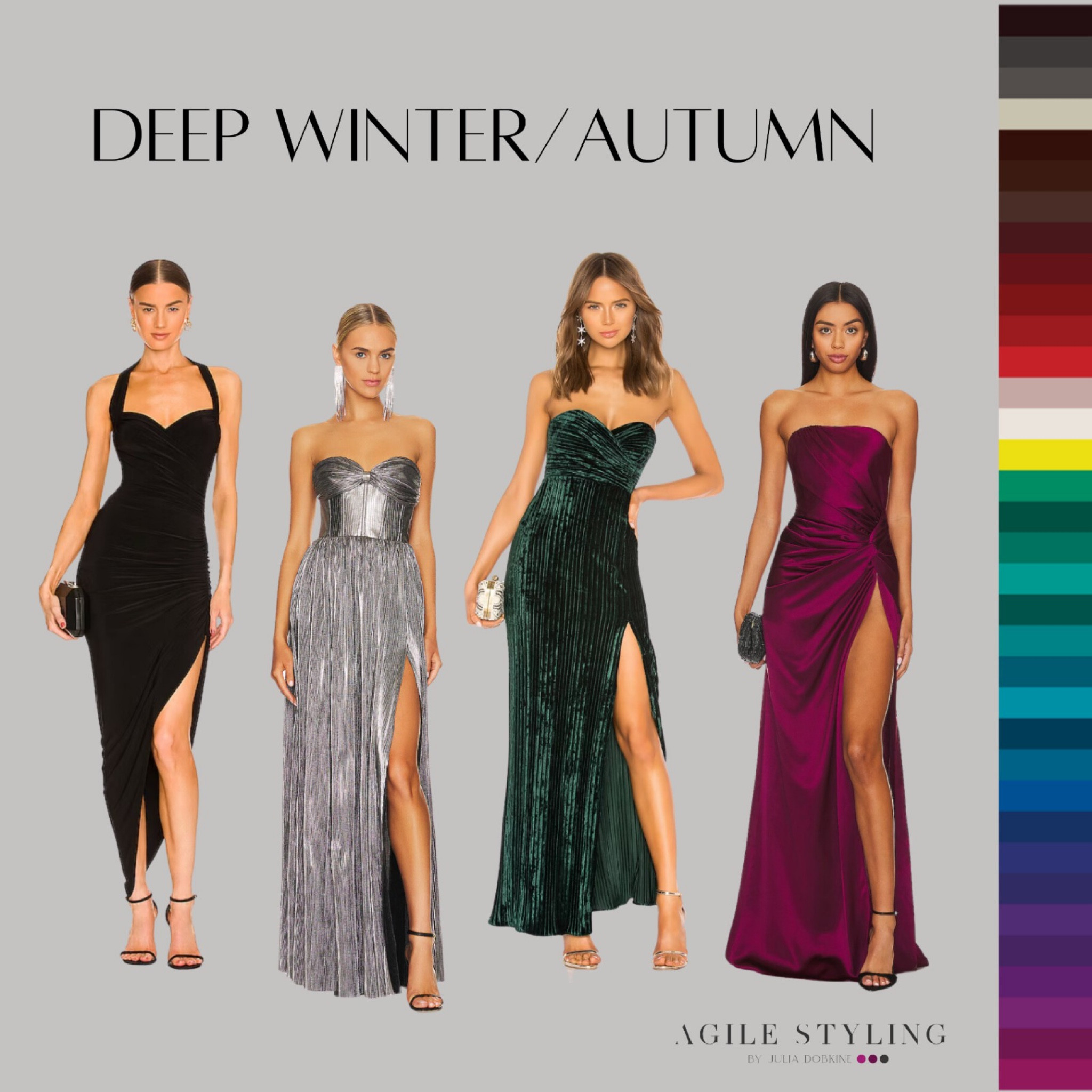 Deep Winters and Derp Autumns make a statement on Valentine's Day with dresses in your gorgeous deep, dark, intense colors.  Opt for classic, tailored silhouettes or explore sexier styles with a hint of drama like a fitted sheath dress or a sleek, off-shoulder gown. ♥️

#LTKMostLoved #LTKSeasonal #LTKparties