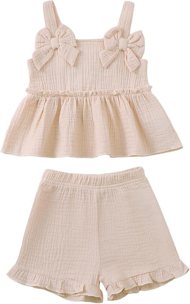 Saeaby Infant Baby Girl Clothes Toddler Girl Summer Outfits Sleeveless Tank Top Shirt Shorts Set ... | Amazon (US)
