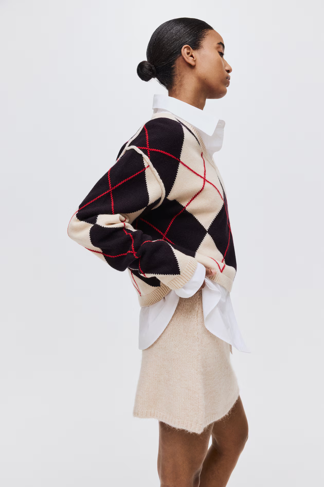 Knitted mini skirt - Light beige - Ladies | H&M GB | H&M (UK, MY, IN, SG, PH, TW, HK)