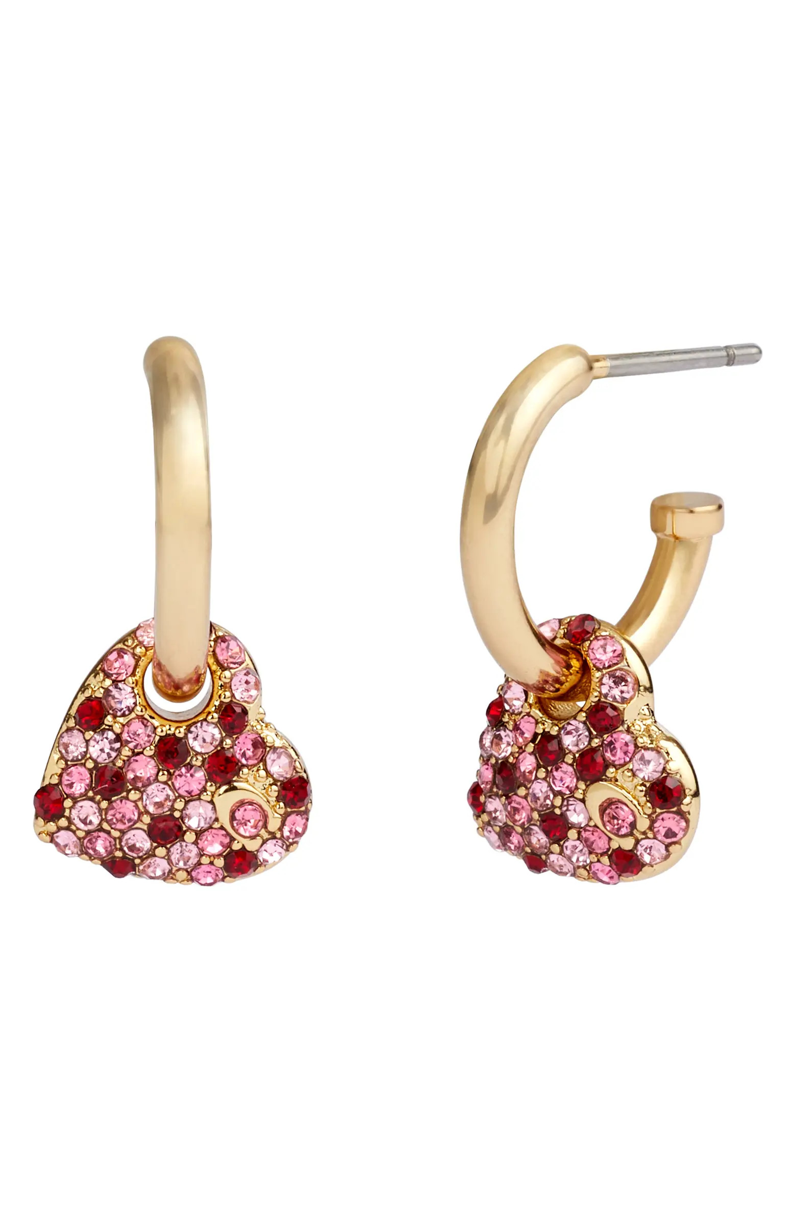 Pavé Crystal Heart Huggie Hoop Earrings | Nordstrom