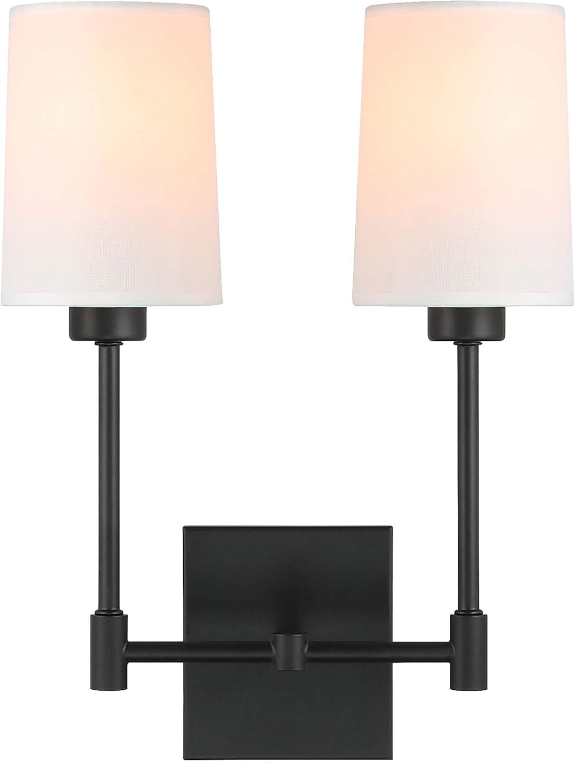 XiNBEi Lighting Wall Lamp, 2 Light Black Bedroom Wall Light with Fabric Shade for Bedside & Livin... | Amazon (US)