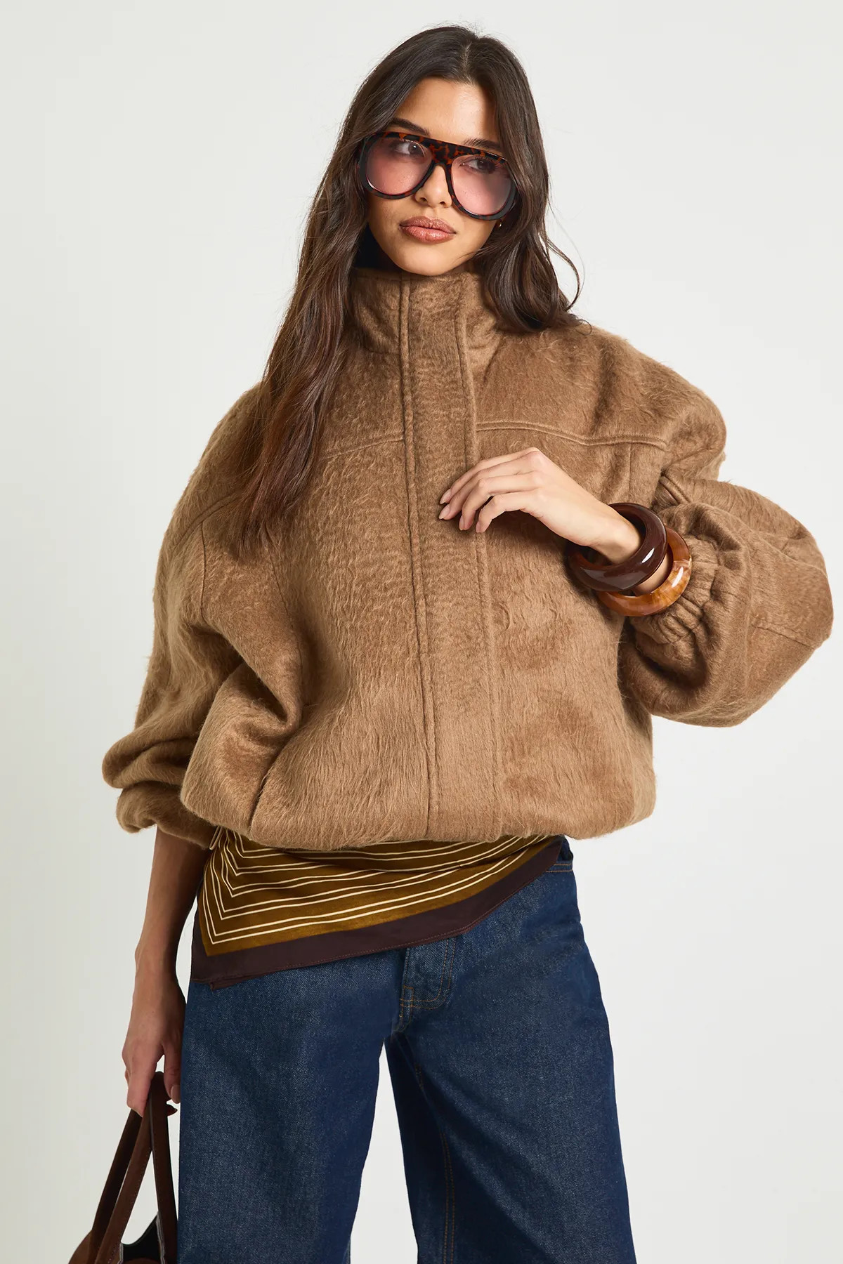 Textured Wool Look Bomber Jacket | boohoo (US & Canada)