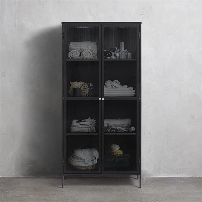 Unique Furniture Display Cabinet, Black and Golden | Amazon (US)