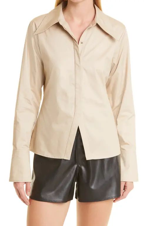 ANINE BING ANNIE BING Women's Tiffany Button-Up Shirt in Tan at Nordstrom, Size X-Small | Nordstrom