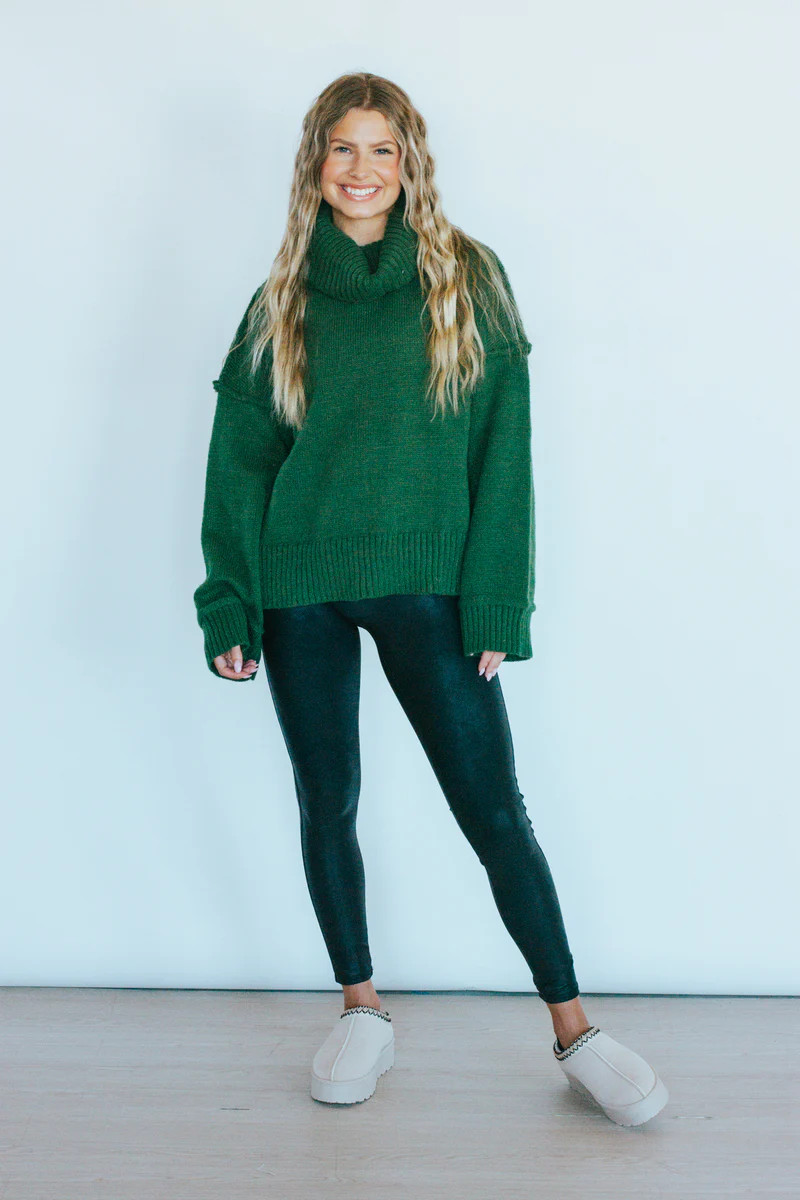 Falling into Autumn Green Turtle Neck Sweater | Apricot Lane Boutique