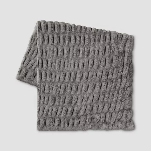 50"x60" Ruched Faux Rabbit Fur Throw Blanket - Threshold™ | Target