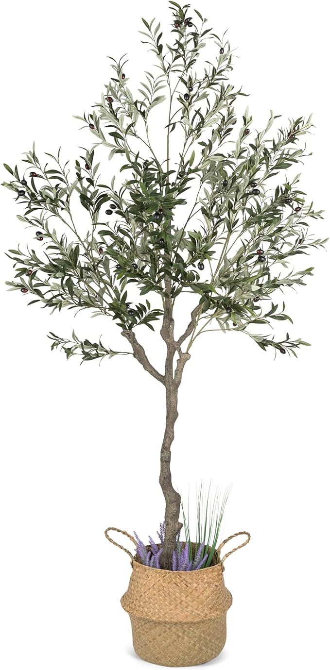 Artificial Olive Tree, 82 Inches Tall - Fake Floor Plant for Modern Home Decor - Living Room, Bed... | Amazon (US)