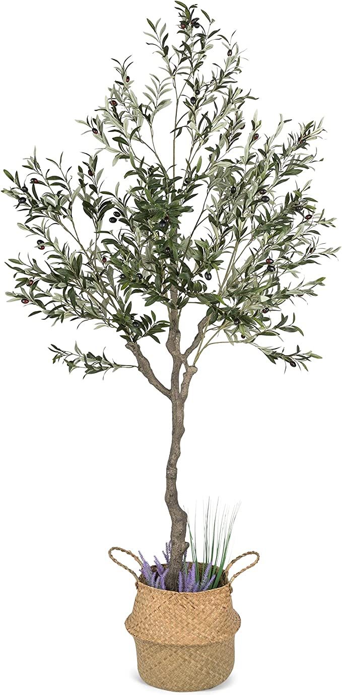 Artificial Olive Tree, 82 Inches Tall - Fake Floor Plant for Modern Home Decor - Living Room, Bed... | Amazon (US)