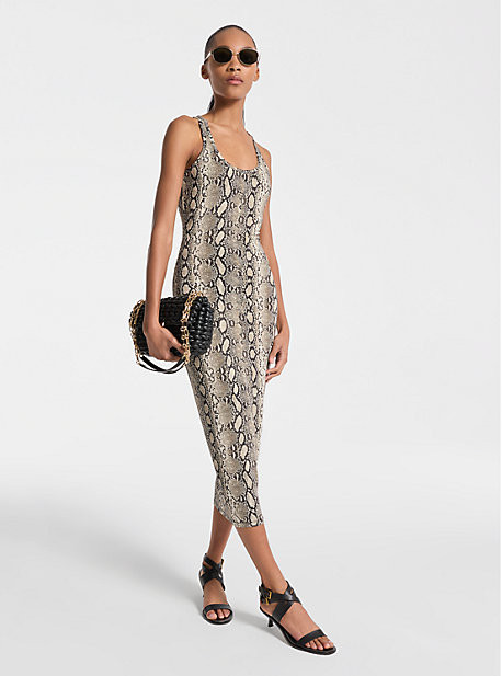 Snake Print Stretch Jersey Racerback Dress | Michael Kors US