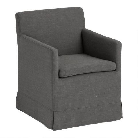 Linen Elena Upholstered Rolling Armchair | World Market