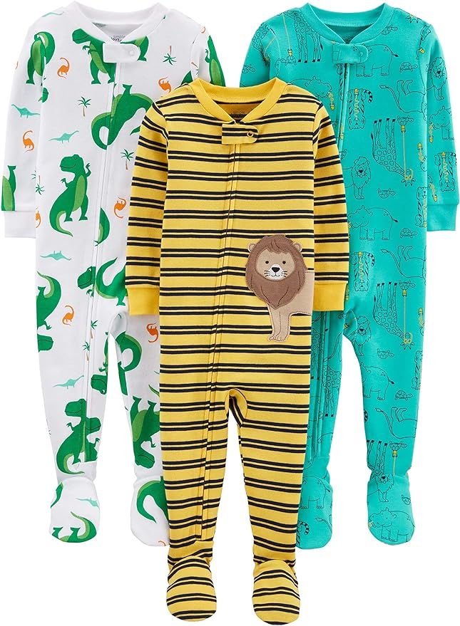 Simple Joys by Carter's Toddlers and Baby Boys' Snug-Fit Footed Cotton Pajamas, Pack of 3 | Amazon (US)