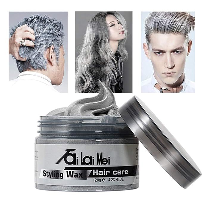 Temporary Silver Gray Hair Wax 4.23oz, Instant Hairstyle Mud Cream, Hair Pomades for Party, Cospl... | Amazon (US)