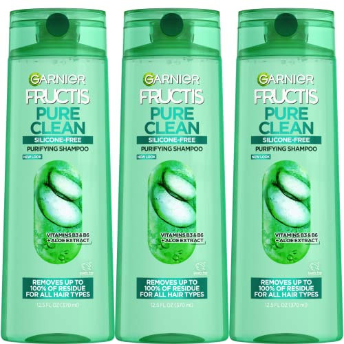 Garnier Fructis Pure Clean Purifying Shampoo, Silicone-Free, 12.5 Fl Oz, 3 Count (Packaging May Vary) | Amazon (US)