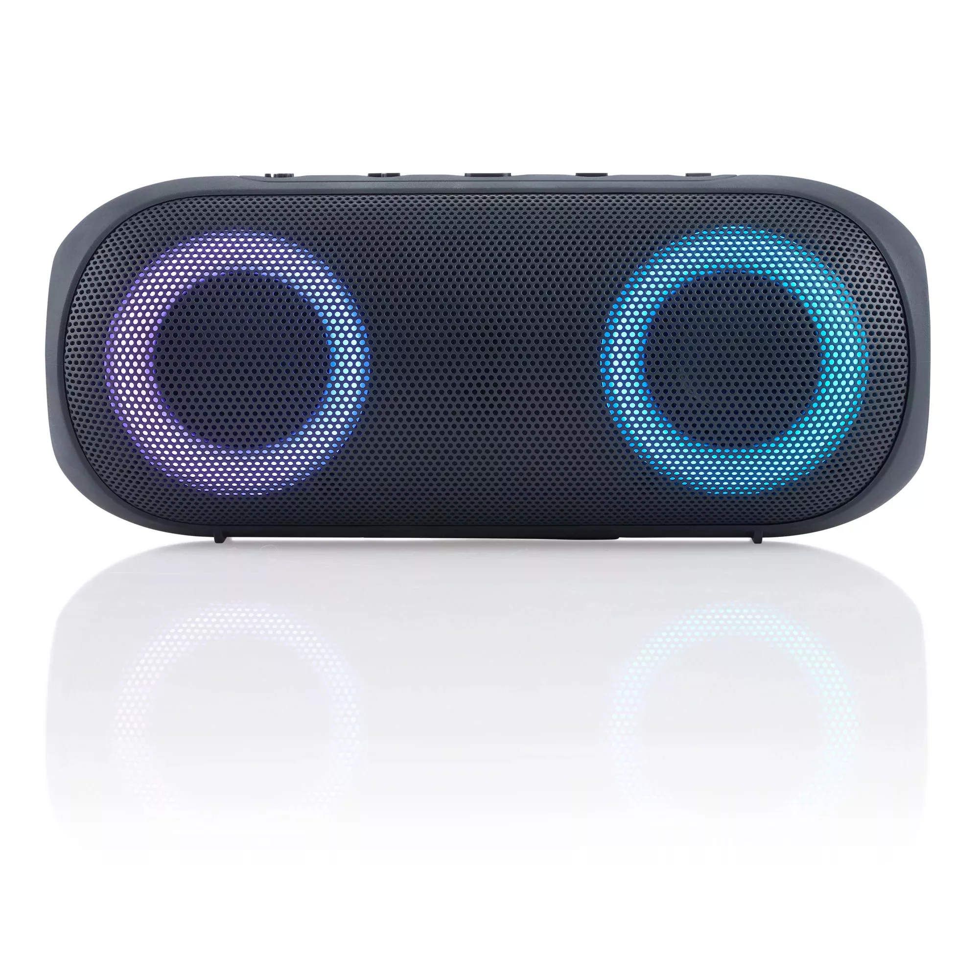 onn. Portable FM Boombox with LED Lighting