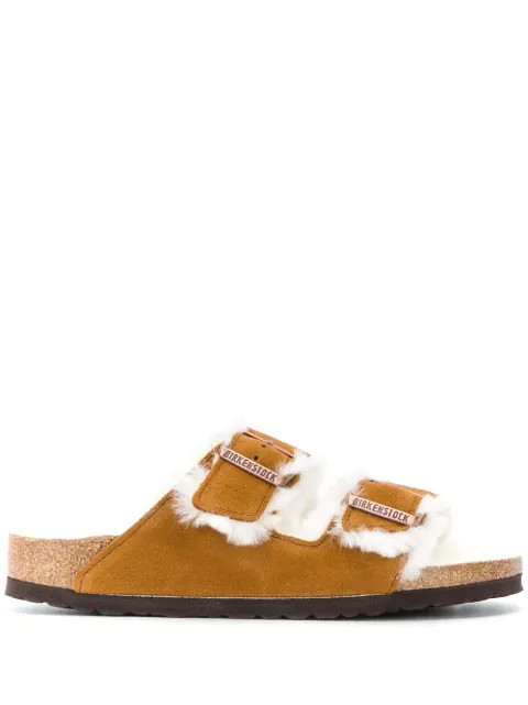Birkenstock Shearling Sandals - Farfetch | Farfetch Global