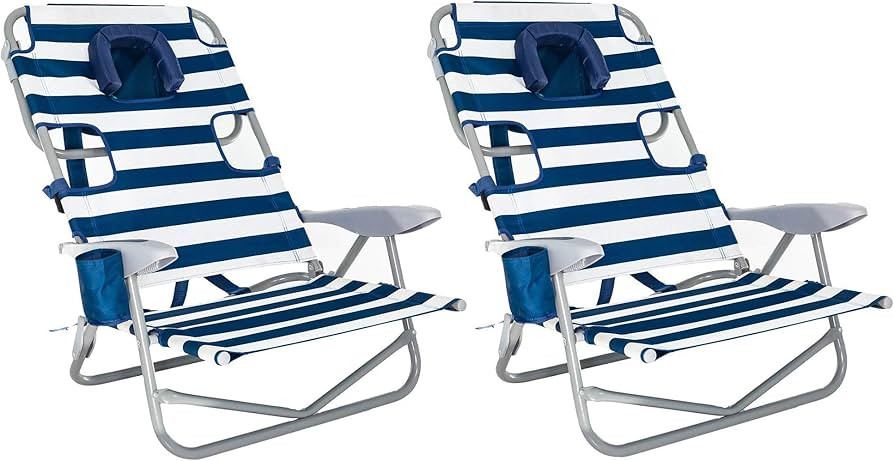 Ostrich On-Your-Back Outdoor Lounge 5 Position Recline Beach Chair (2 Pack) | Amazon (US)