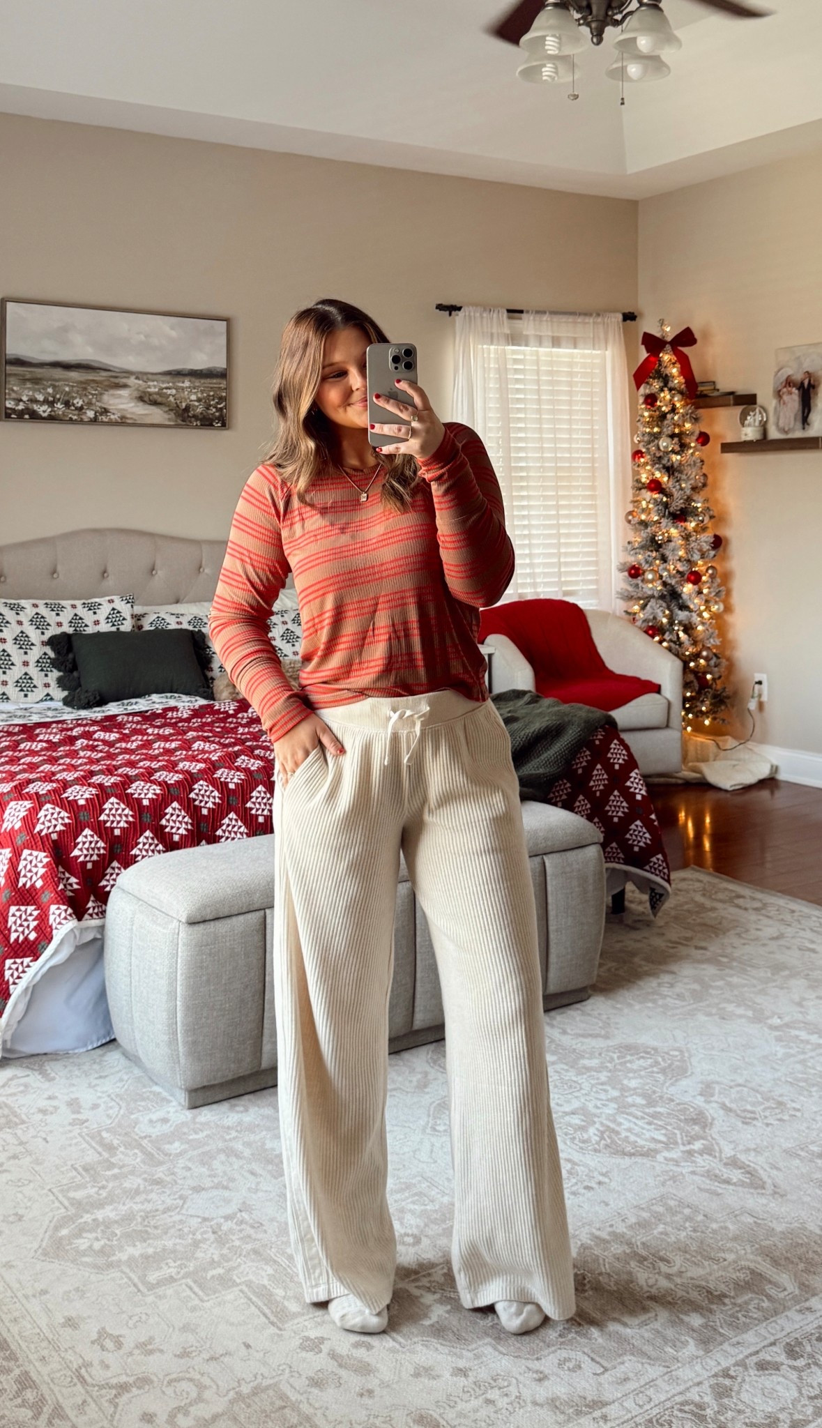 comfy casual layering outfit - pants are now sold out 😭

large in top, small in bottoms 