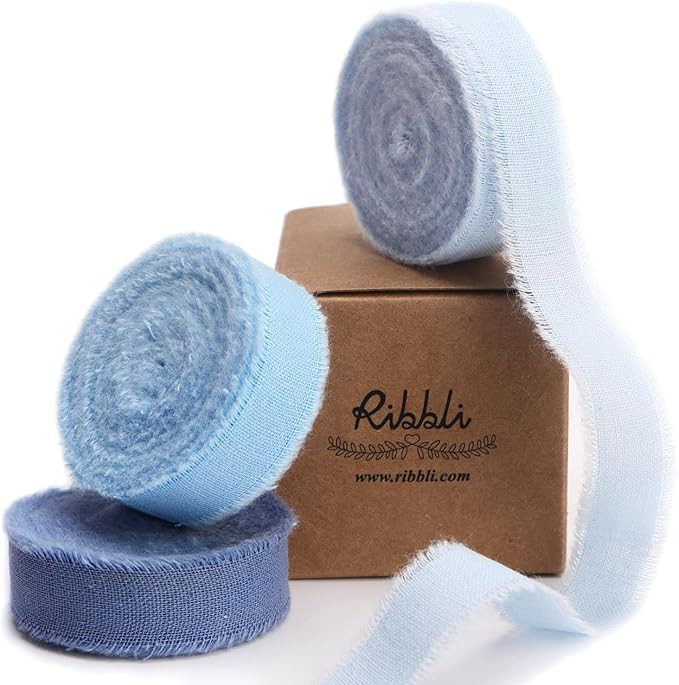 Ribbli 3 Rolls Blue Ribbon 5/8 Inch x 18Yards Light Blue Baby Blue Dusty Blue Handmade Cotton Fra... | Amazon (US)