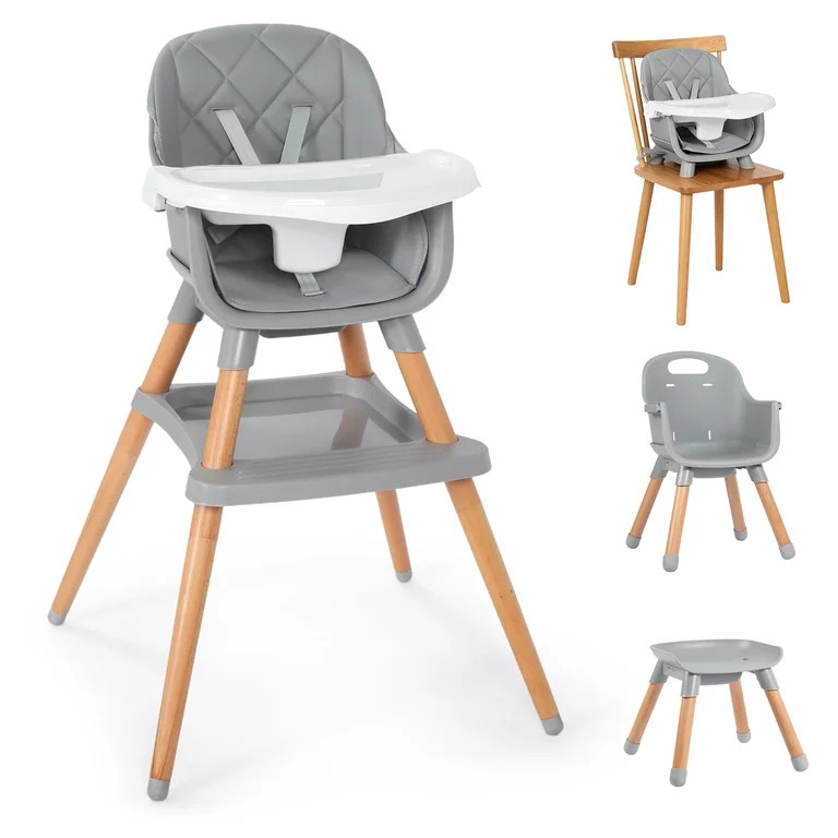 AILEEKISS 7 in 1 Wooden Baby High Chair for Toddler, Infant Feeding Chair with Removable Tray | Walmart (US)