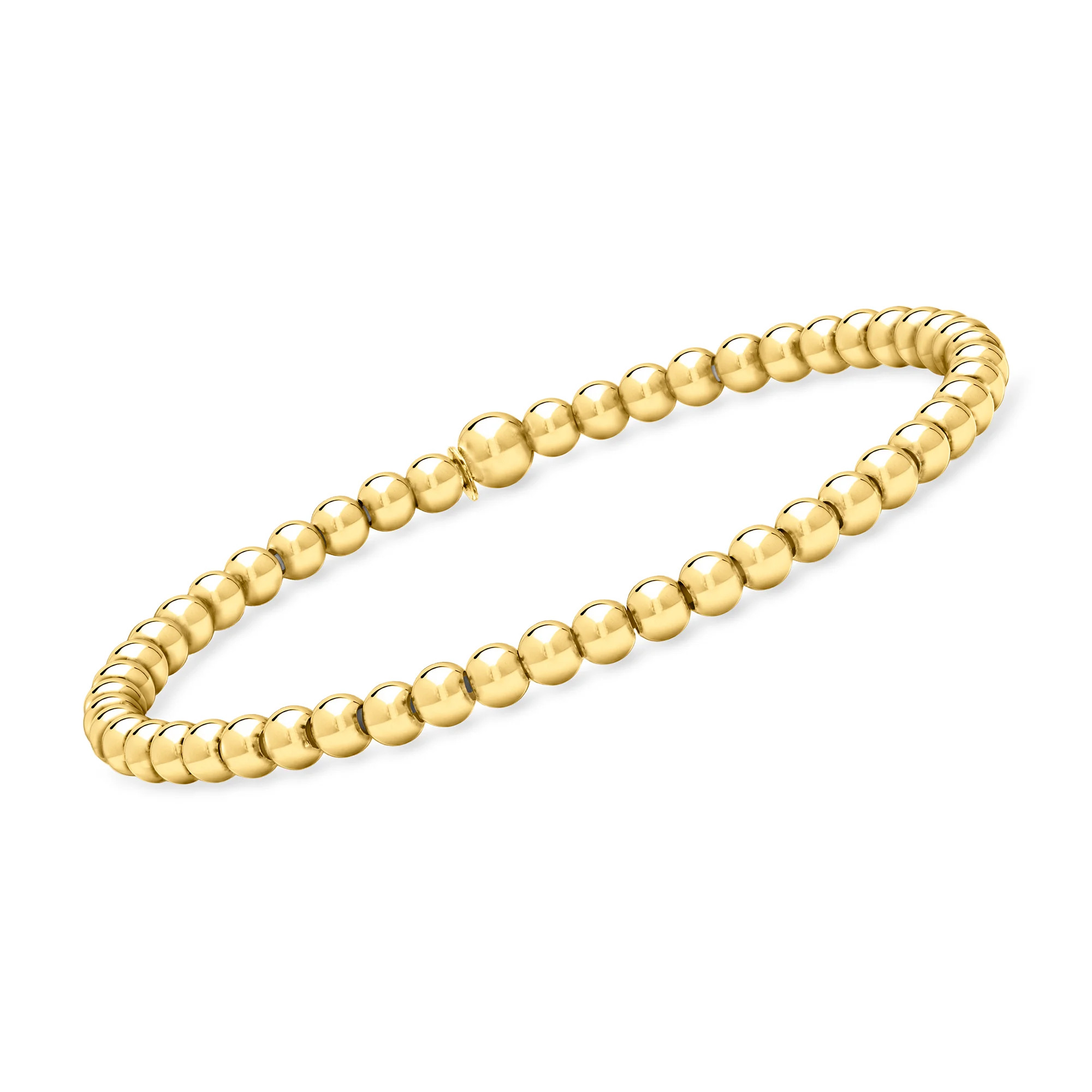 Italian 4mm 18kt Gold Over Sterling Bead Stretch Bracelet | Ross-Simons