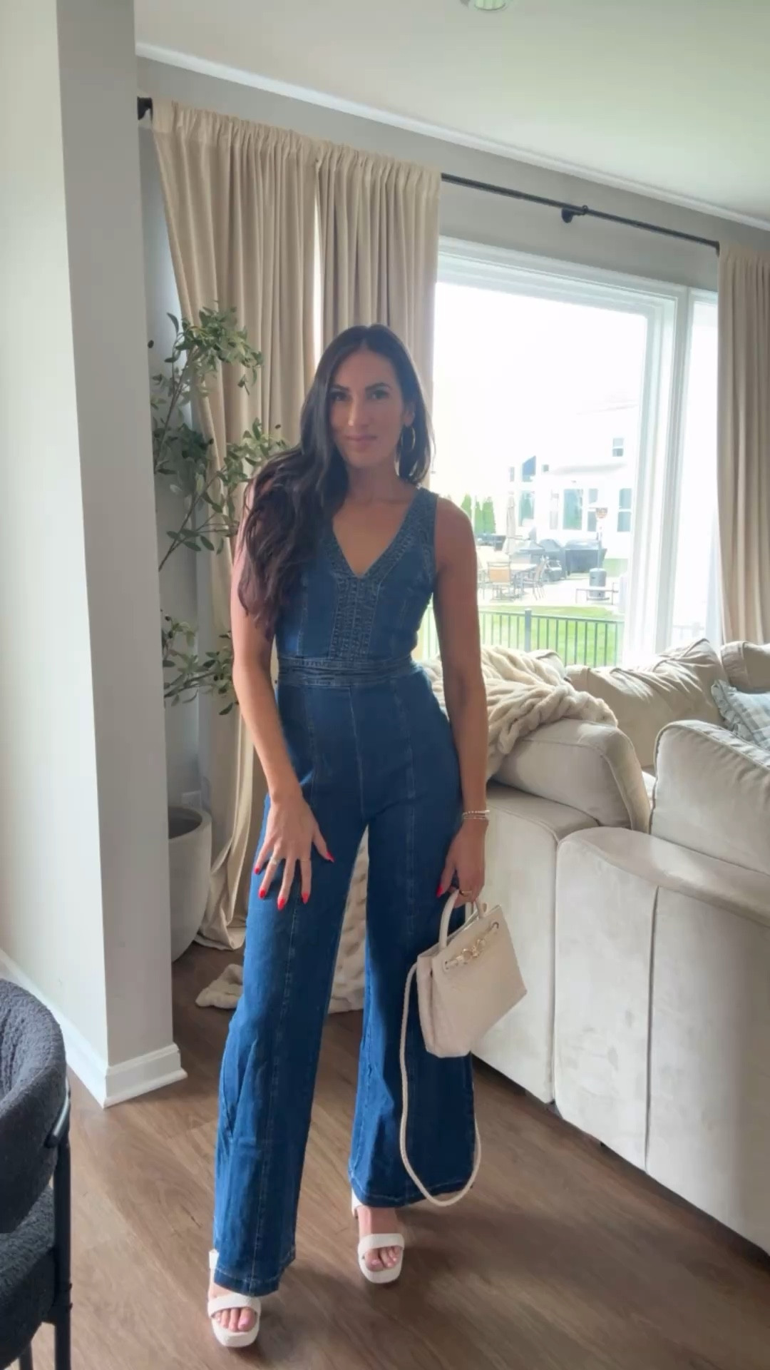 Denim jumpsuit 
Outfit idea
Use code NICOLELEFFEW40
Wearing small 

#LTKootd #LTKgrwm