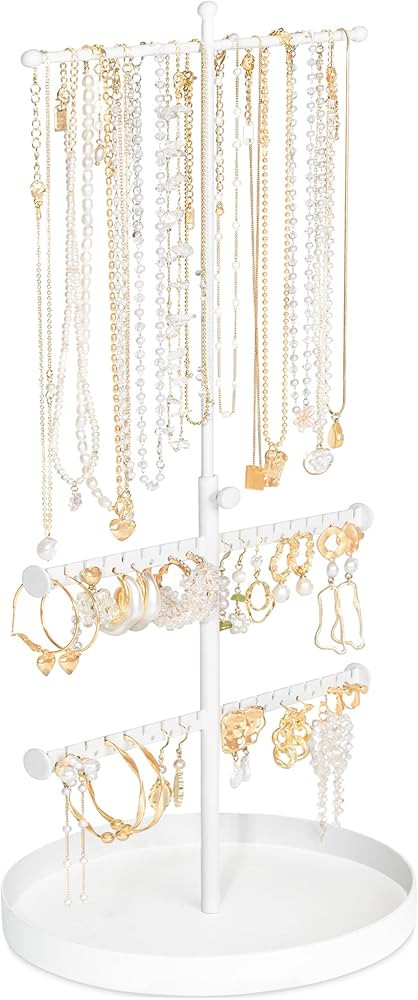 Jenseits Jewelry Organizer Stand, 3 Tier Necklace Organizer Holder Tree, Adjustable Height Jewelr... | Amazon (US)