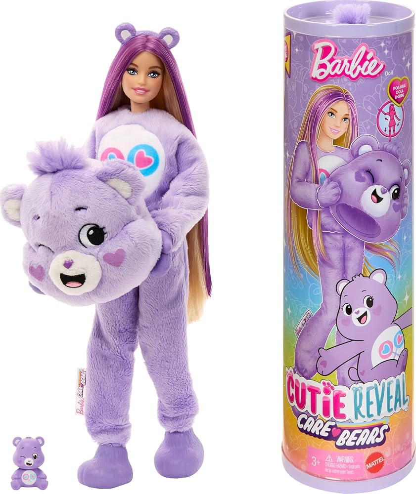 Barbie Cutie Reveal Care Bears Doll & Accessories, Fashion Doll with Share Bear Costume & 10 Surp... | Amazon (US)