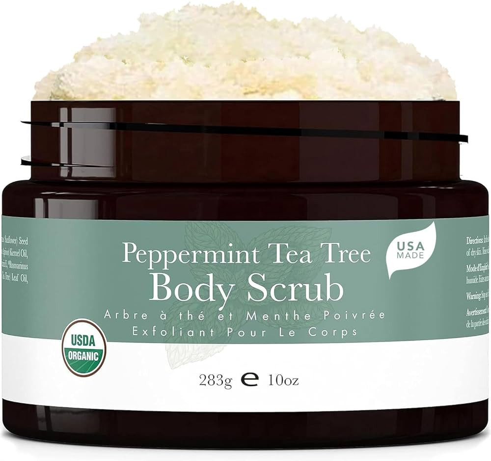 Peppermint Tea Tree Organic Body Scrub - USA Made Sugar Scrub with Natural Ingredients, Moisturiz... | Amazon (US)