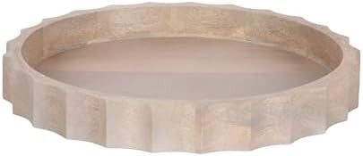 Kate and Laurel Lissi Decorative Round Tray with Wavy Design; 15 Inch Diameter; Natural Wood; Mod... | Amazon (US)