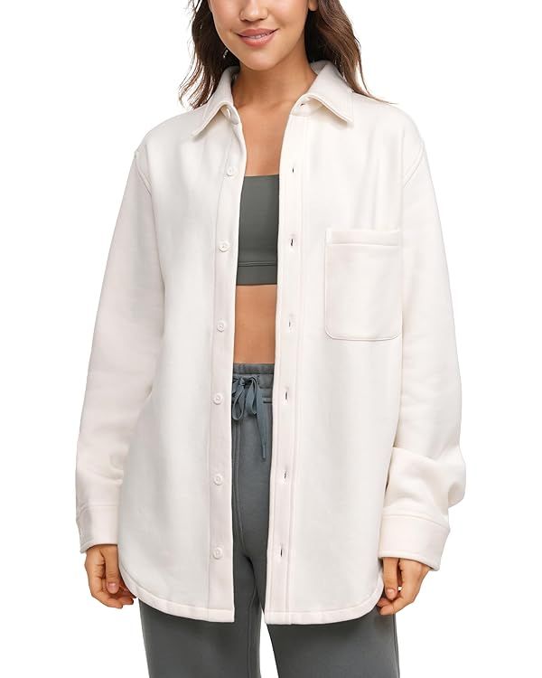 CRZ YOGA Womens Fleece Shacket Jackets Fall Warm Casual Long Sleeve Button Down Shirts with Pocke... | Amazon (US)