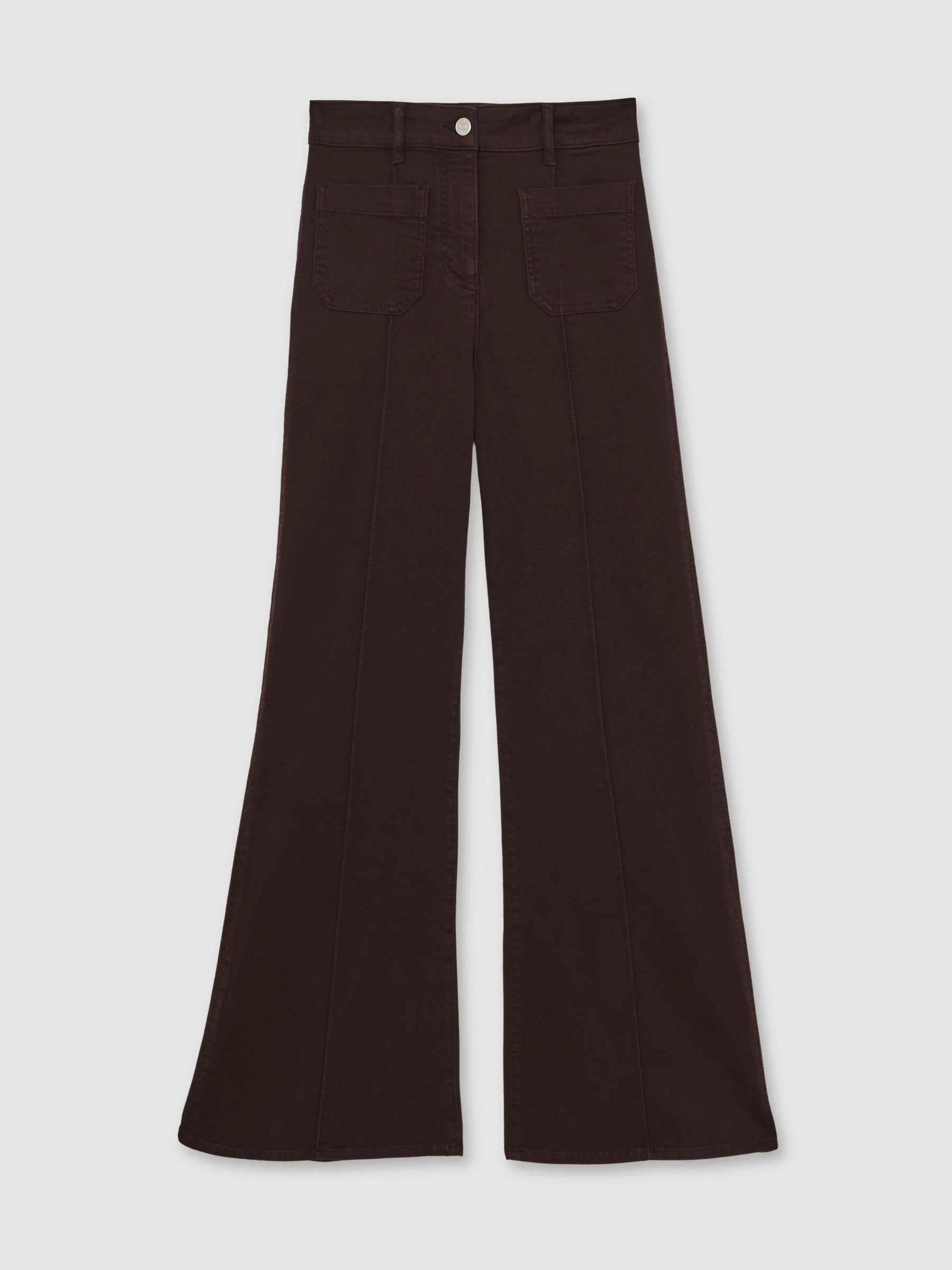 Reiss Reiss Burgundy Sakura Patch-Pocket Flared Jeans | Next US