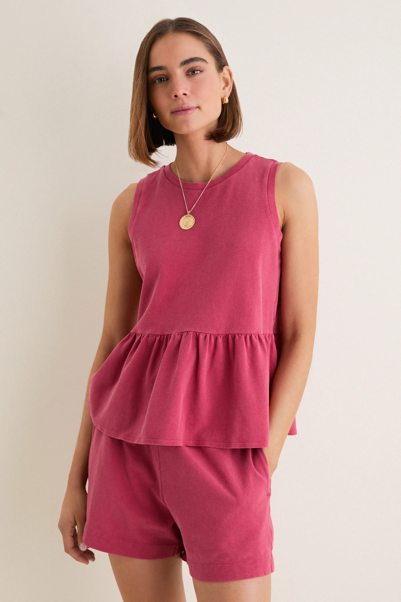 Red Pique Mercer Peplum Top | Tuckernuck (US)