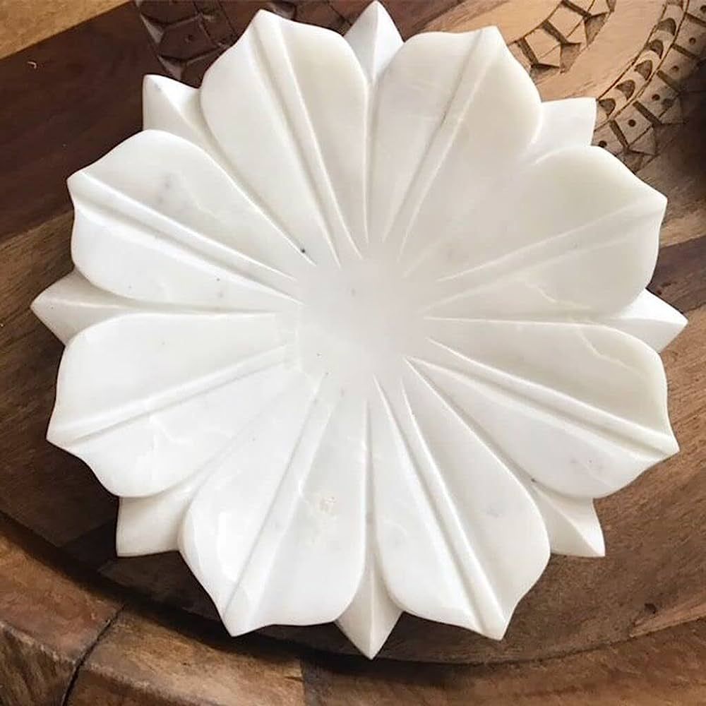 RciMall Handmade Unique Marble Decorative Bowl, Marble urli, Marble uruli Lotus Plate Flower Shap... | Amazon (US)