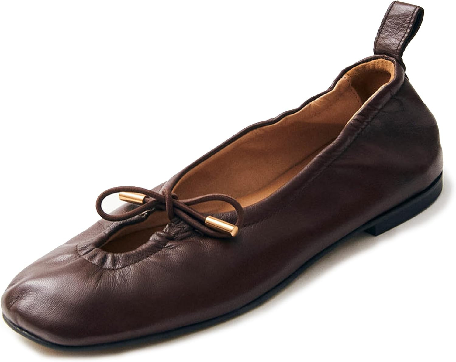 Women Ballet Flats Square Toe Lace Up Bow Slip On Ballerina Shoes | Amazon (US)