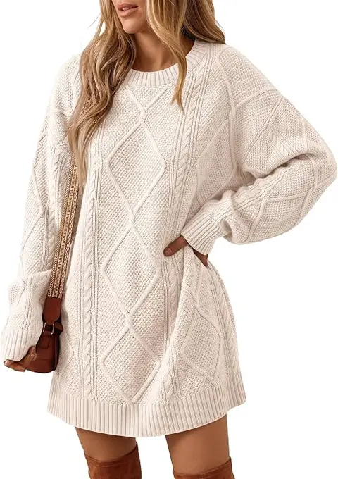 Trendy Queen Womens Sweater Dress Fall Cable Knit Oversized Winter Outfits