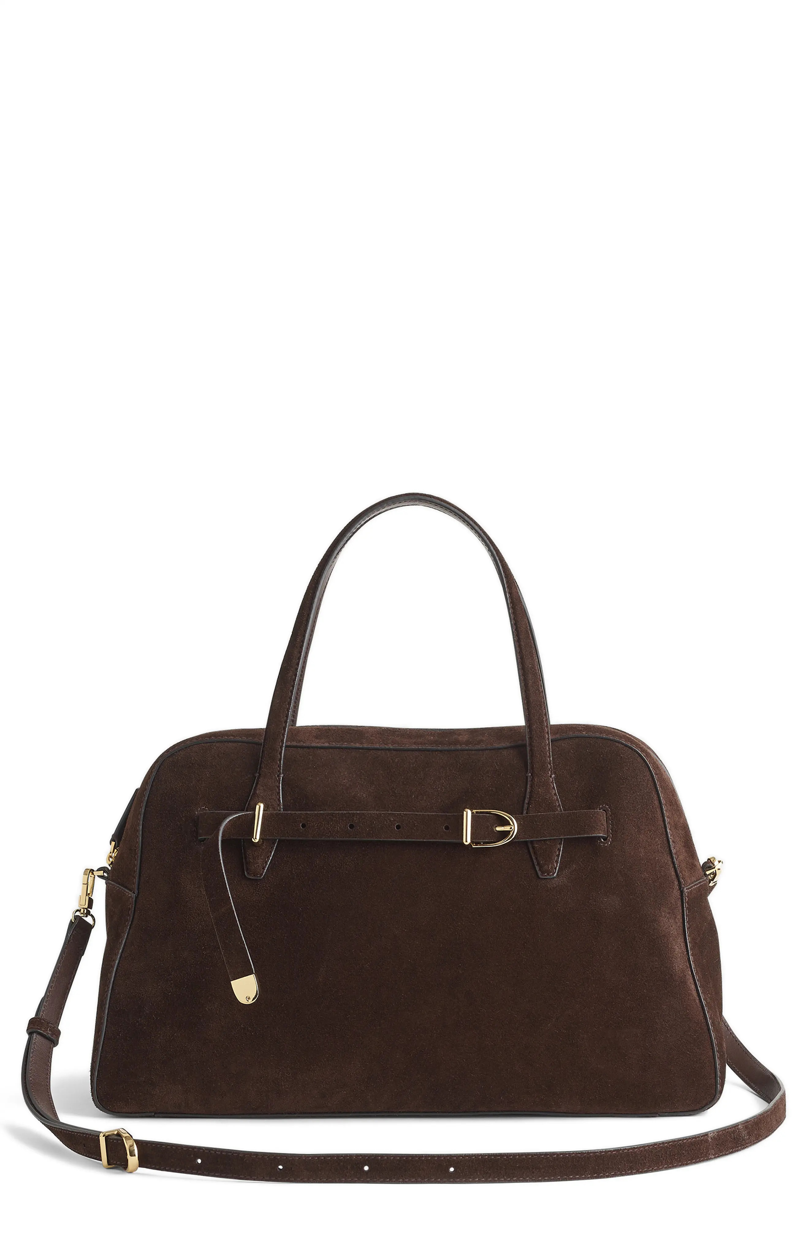 Madewell The Belted Suede Satchel in Expedition Green at Nordstrom Rack | Nordstrom Rack