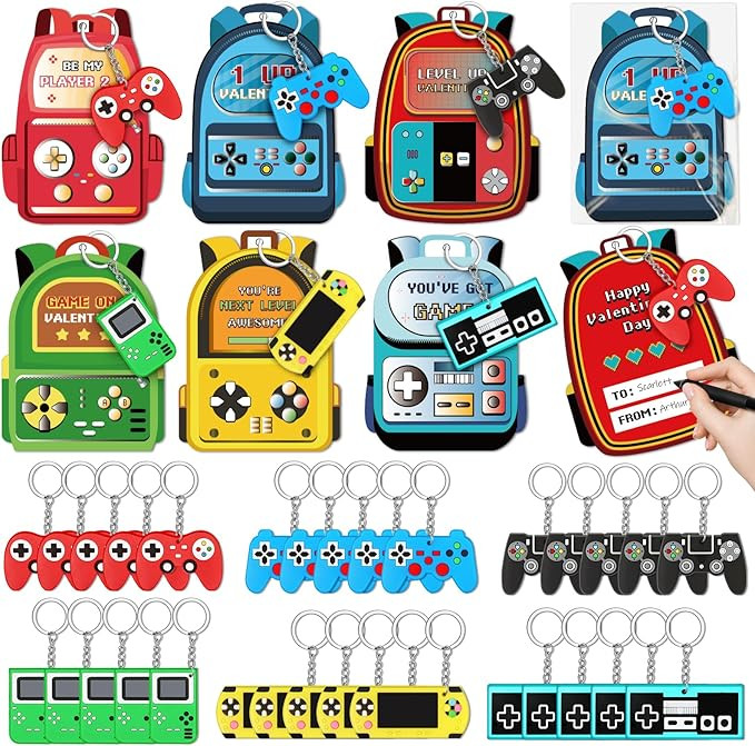 Valentines Day Cards For Kids School, 30 Pack Kid Valentine's Day Cards with Video Game Keychains... | Amazon (US)
