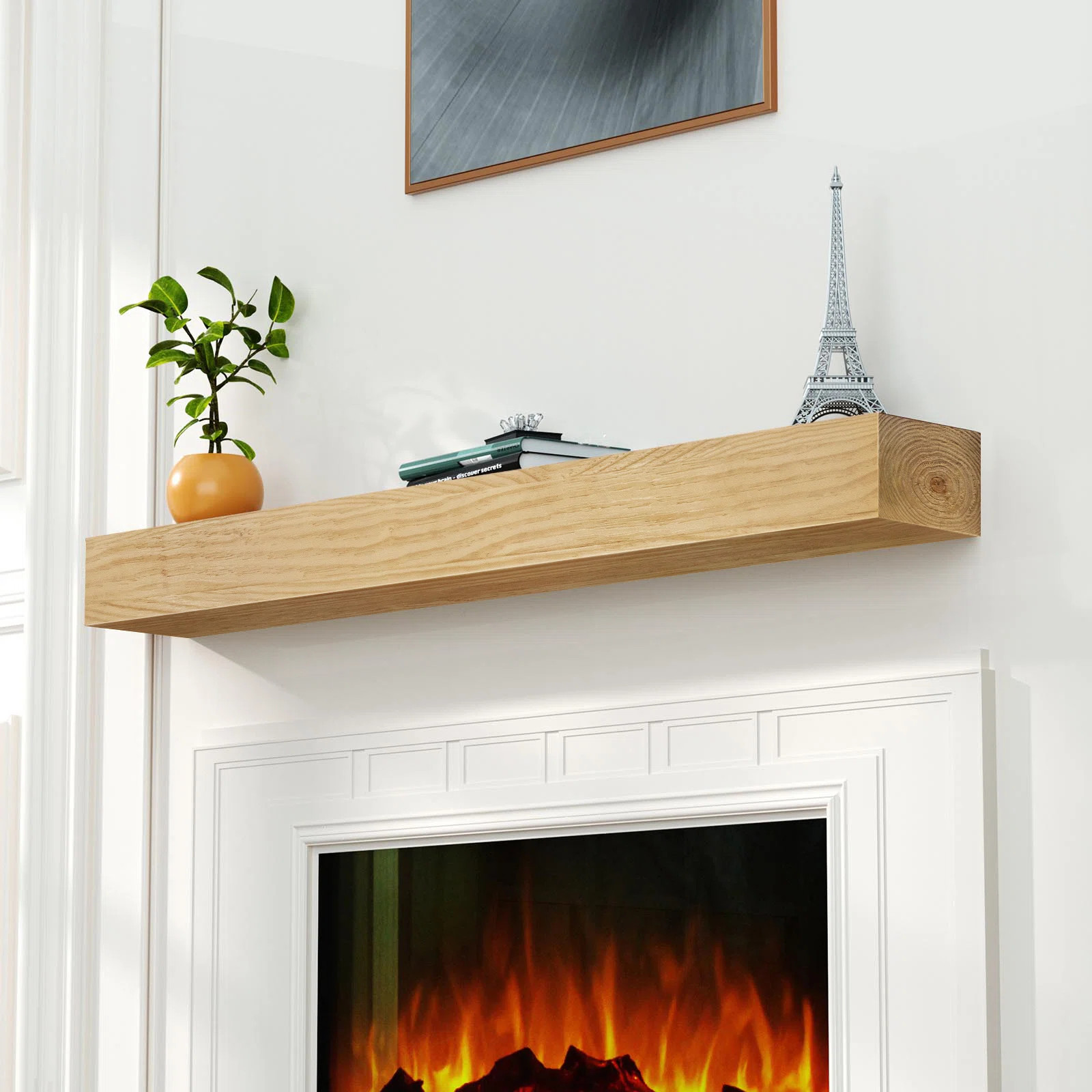 Fireplace Mantel, Wood Floating Fireplace Shelves, Wall Mounted Wooden Display Shelving, Mantels ... | Wayfair North America