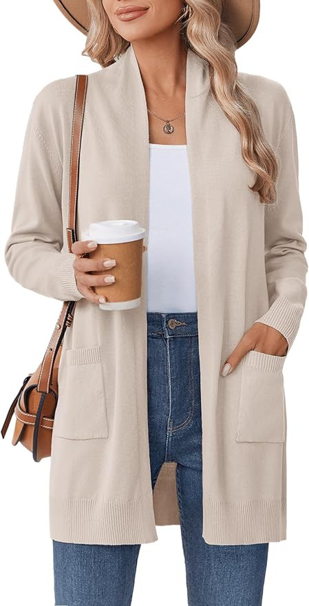 Zeagoo Women Long Cardigan Sweaters Lightweight Open Front Duster Knit Fashion Sweater Coats Tren... | Amazon (US)