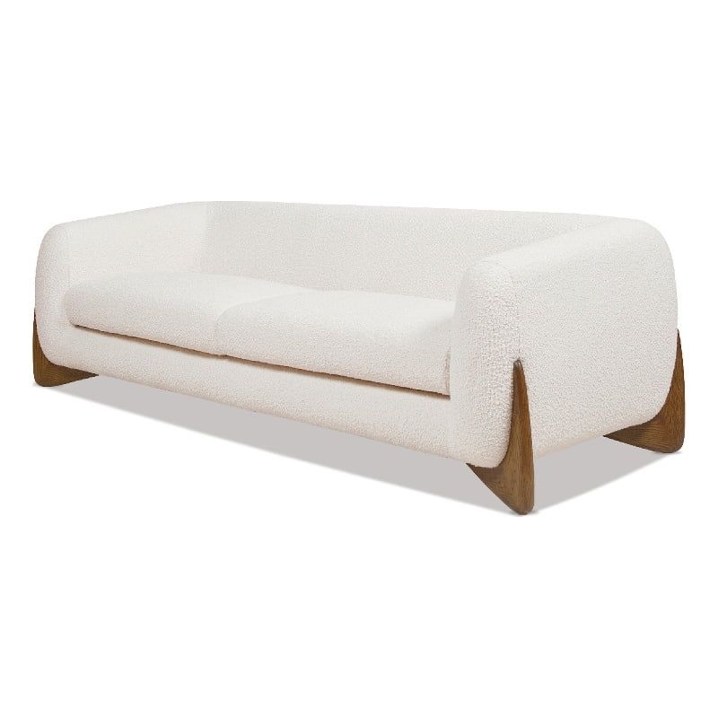 Pemberly Row Modern 90" Sherpa Sofa in Ivory White Boucle Finish | Walmart (US)