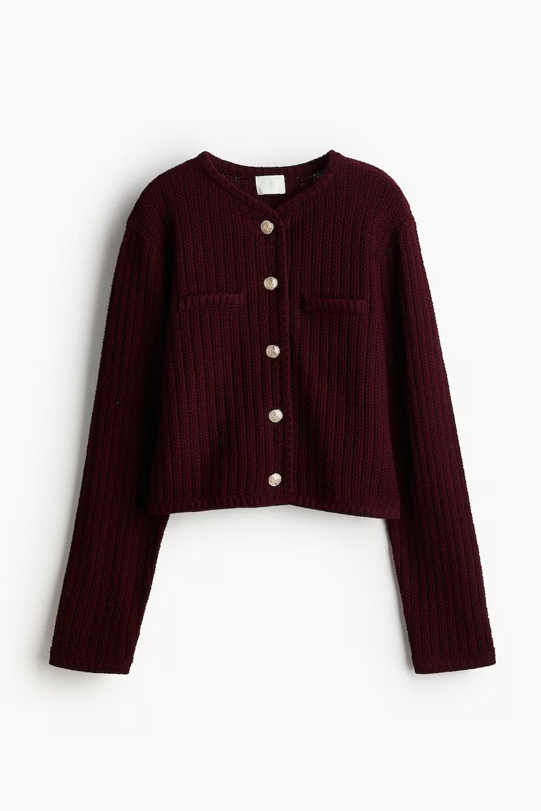 Short textured-knit cardigan | H&M (UK, MY, IN, SG, PH, TW, HK)
