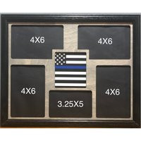 11x14 Thin Blue Line Laser Engraved Picture Frame With 6 Photo Holes Collage Gray Matte, Frame Optional | Etsy (US)