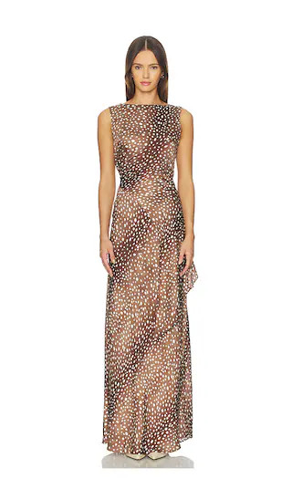 Miriam Silk Dress in Fawn Print | Revolve Clothing (Global)