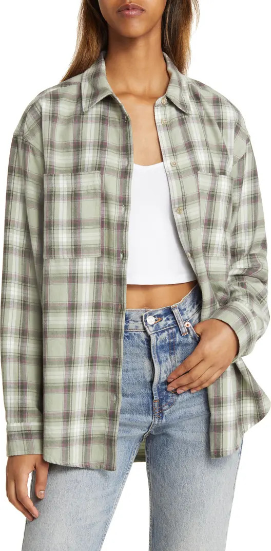 Cozy Plaid Oversize Cotton Flannel Shirt | Nordstrom