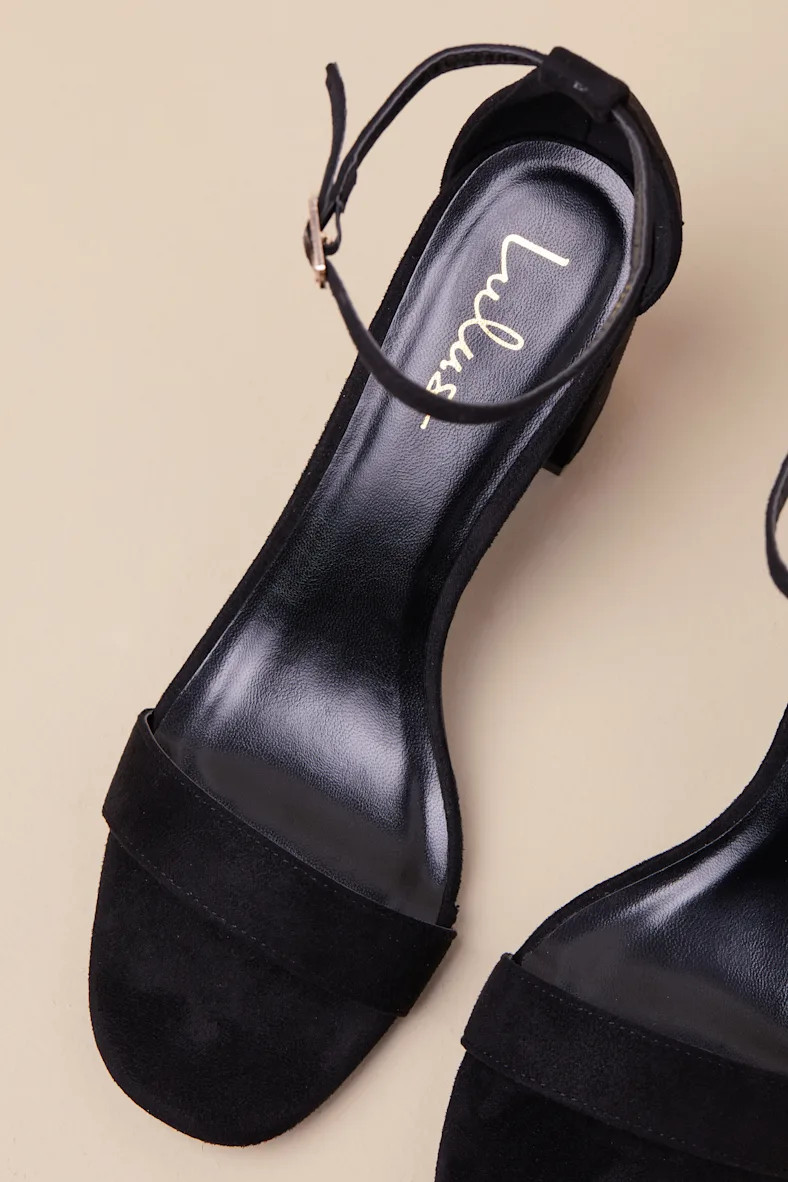 Arylee Black Suede Ankle Strap Heels | Lulus