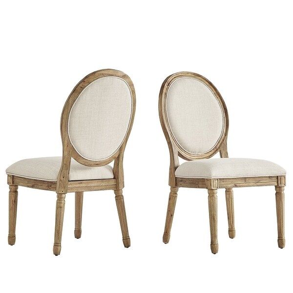 Deana Round Back Linen and Pine Wood Dining Chairs (Set of 2) by iNSPIRE Q Artisan - Beige Linen | Bed Bath & Beyond