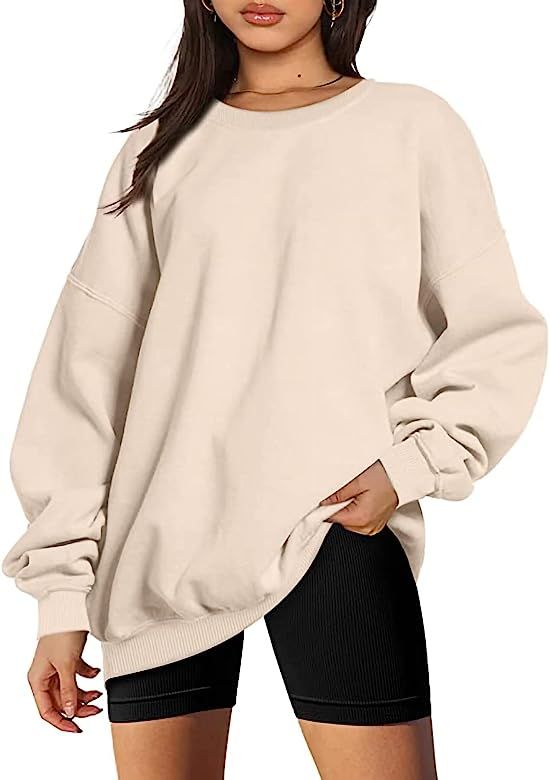 SMENG Damen Loose Fleece Sweatshirts Langarm Rundhals Casual Tops | Amazon (DE)